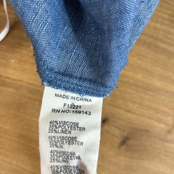 FRNCH Paris chambray denim blue drawstring loose linen shorts high rise - Picture 6 of 6